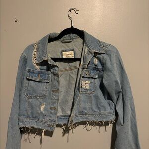 Forever 21 Light Blue Distressed Jean Jacket